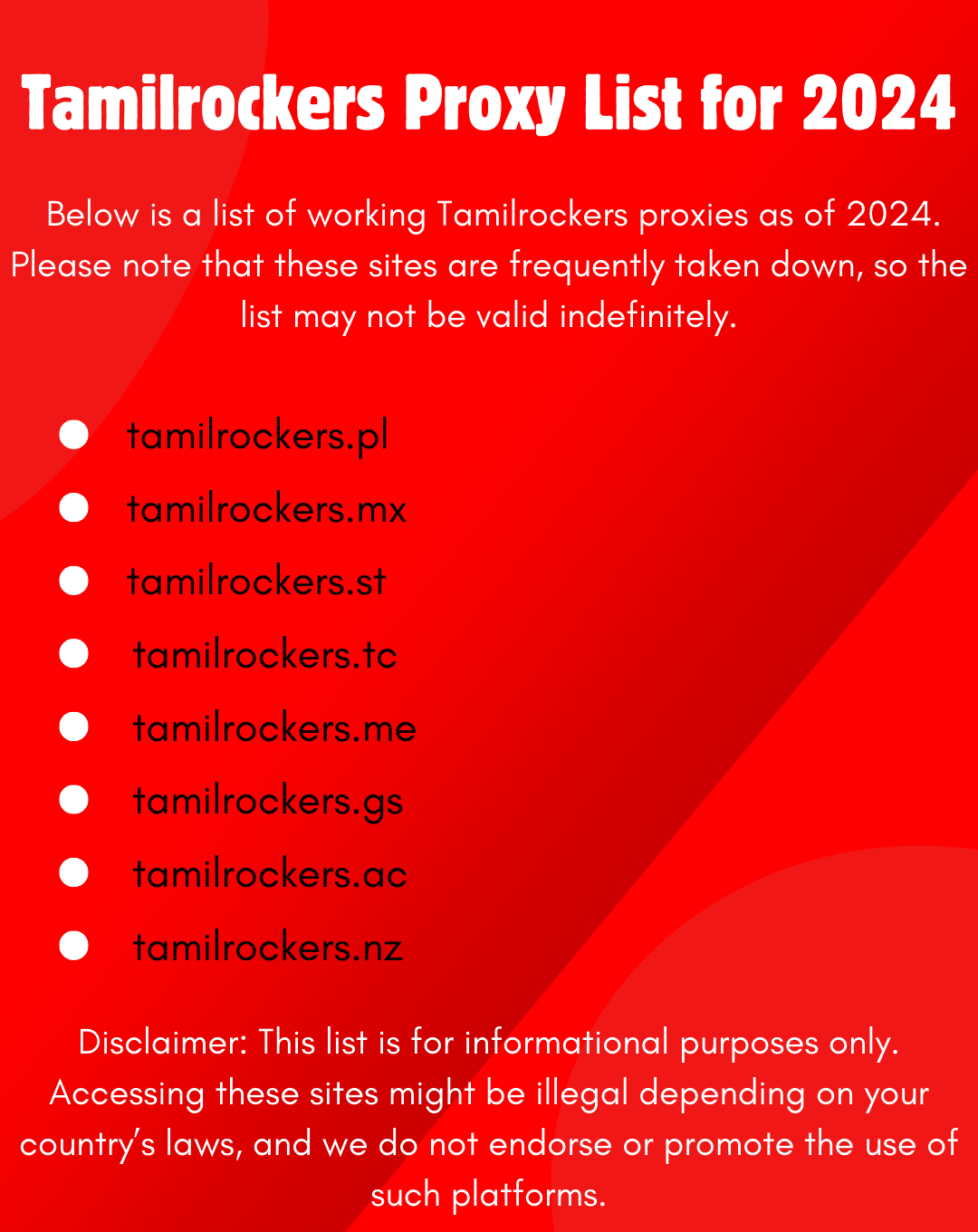 Tamilrockers Proxy List for 2024