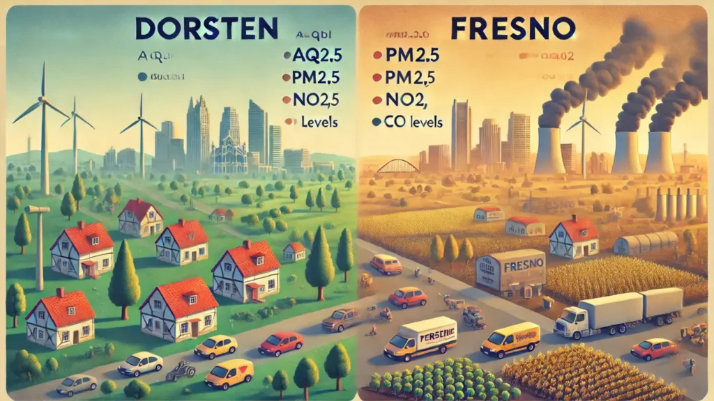 Dorsten vs Fresno Pollution Comparison Chart