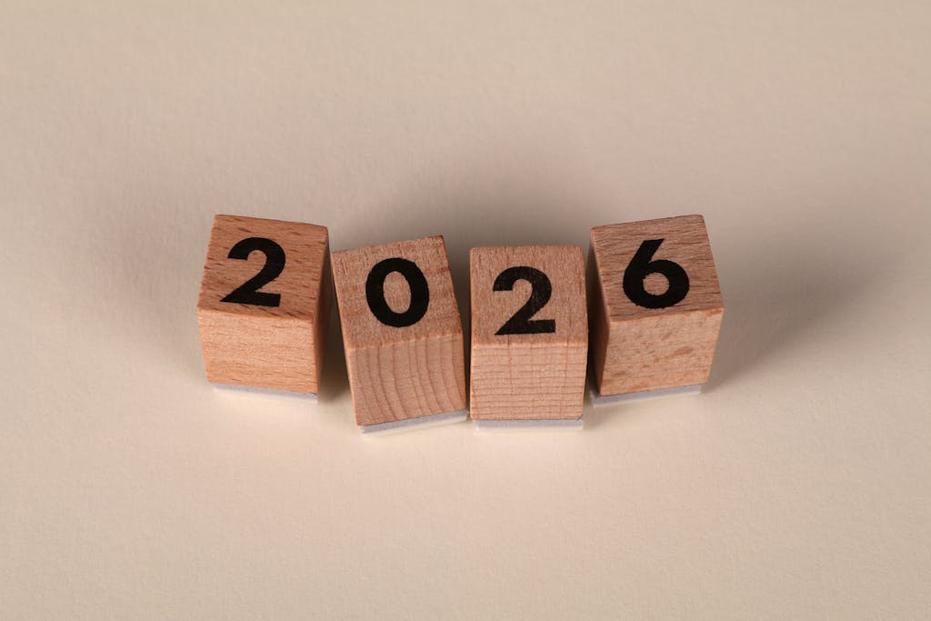 Buscrs: A Complete Guide to Understanding, Benefits, Use Cases, and Future Potential 2026 Wooden cubes forming the year 2026 on a neutral background.